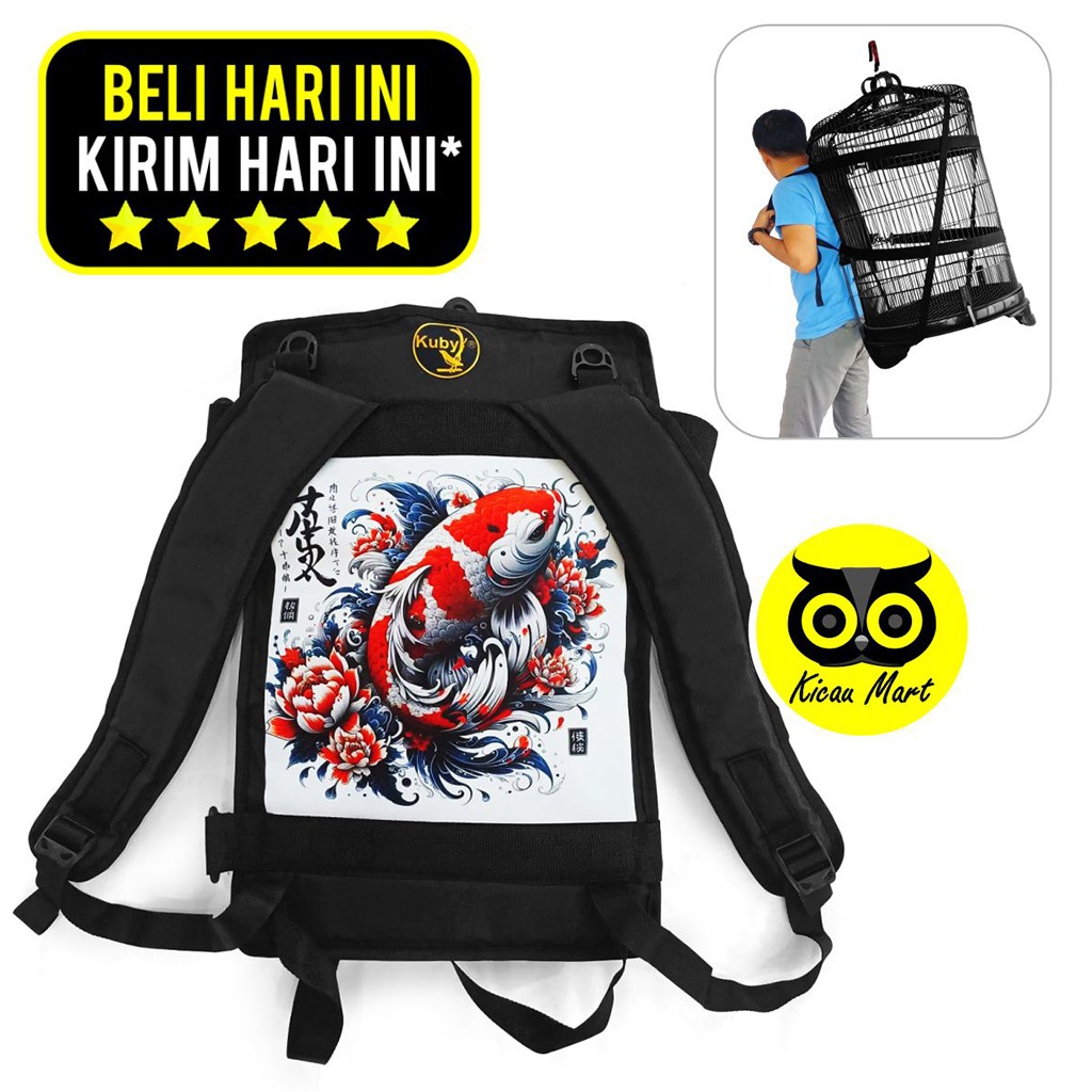 KICAU MART Tas Ransel Sangkar Burung Printing Kuby Motif Tas Gendong Sangkar Kandang Burung Murai Lo