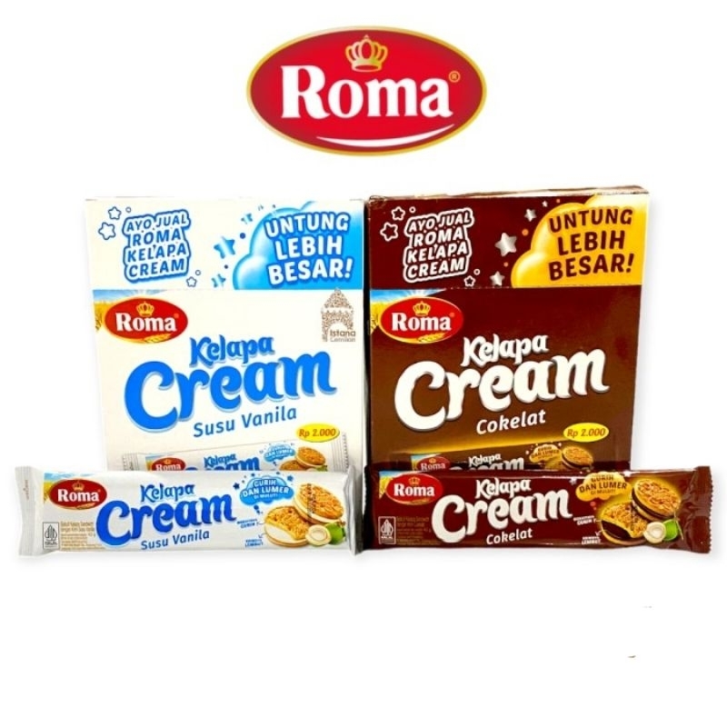 

[1 Box] Biskuit Roma Kelapa Cream Cokelat / Susu Vanilla isi 12 Sachet