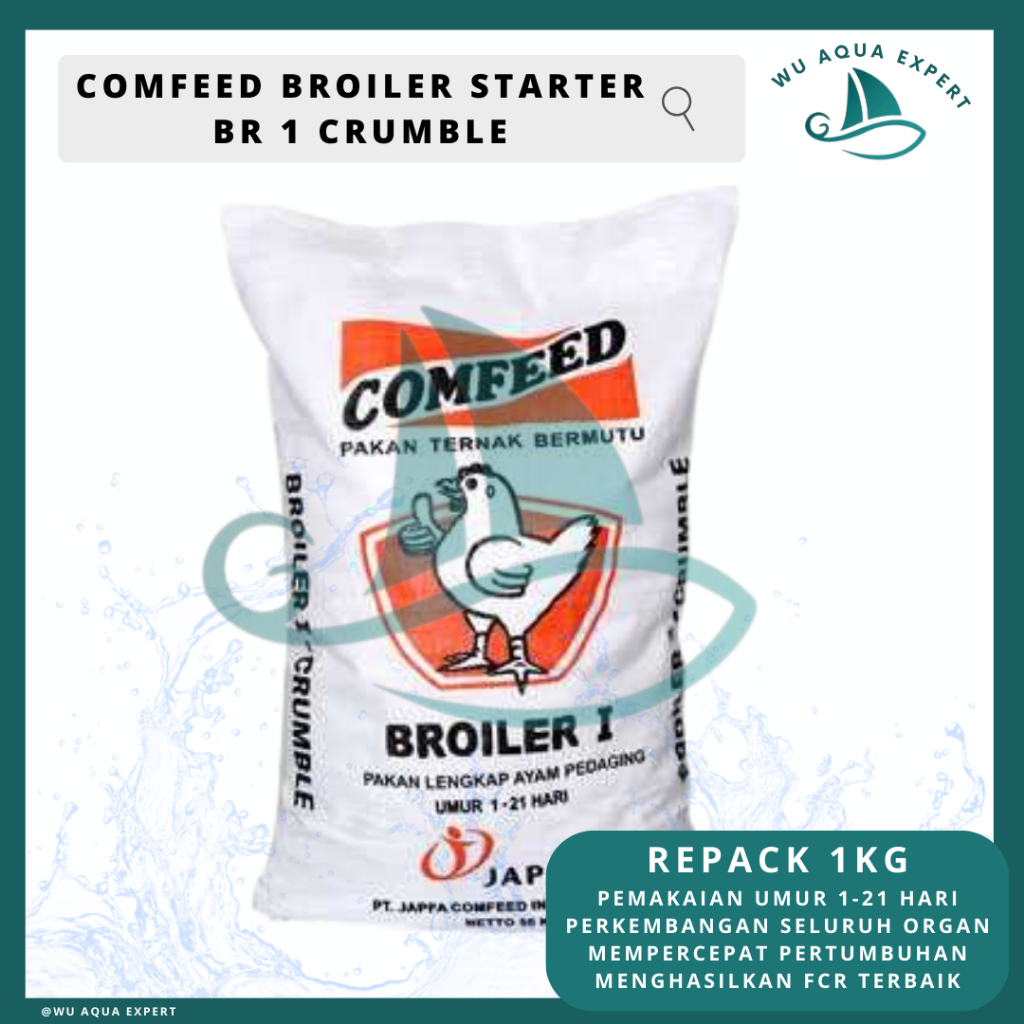 Repack 1kg Comfeed Broiler Starter BR 1 Crumble Pakan Ayam Pedaging Pakan Japfa Pakan Unggas