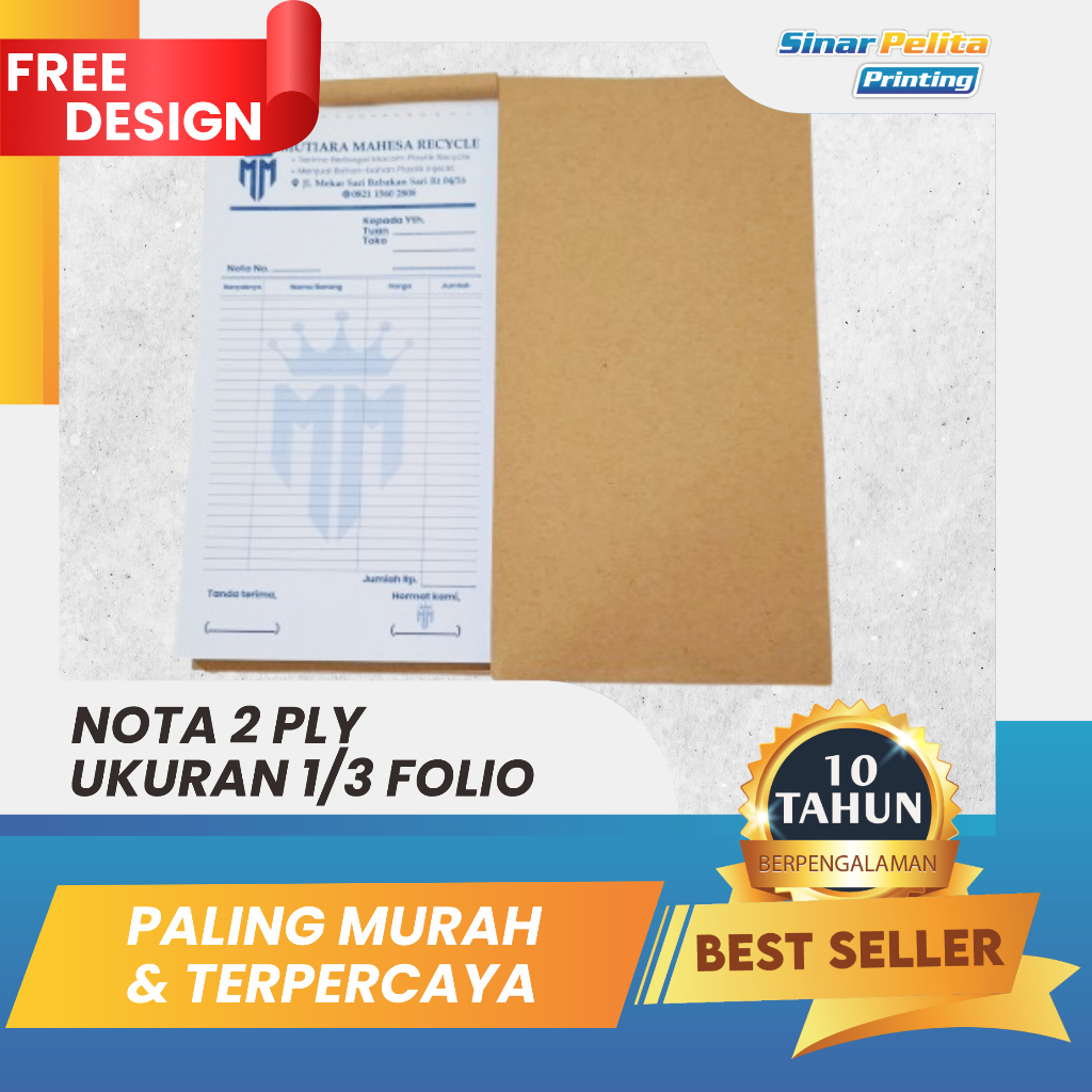 

GRATIS DESAIN Nota ukuran 1/3 folio 2 ply