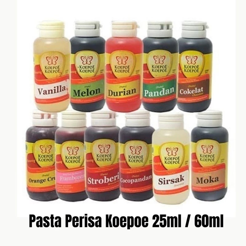 

Pasta Perisa Koepoe 60ml Coklat Mocca Lemon Coco Durian Leci Melon Pandan Strawberry Vanilla