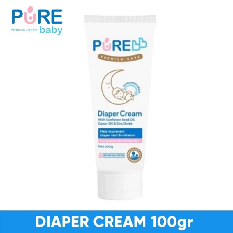 PURE BB Diaper Cream with Sunflower Seed Oil, Castor Oil & Zinc Oxide 100gr