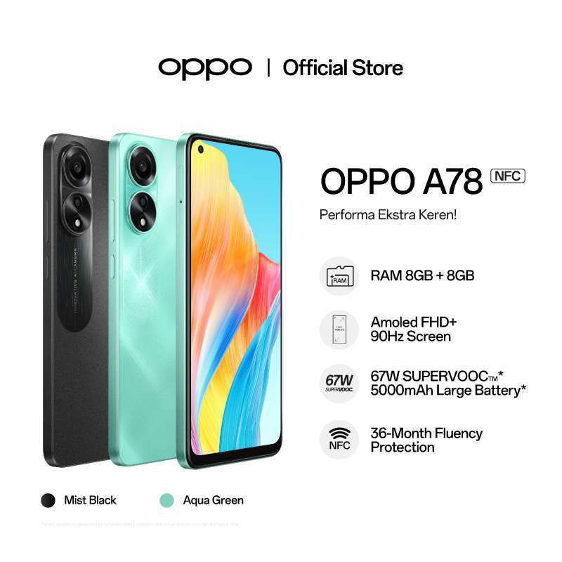OPPO A78 4G 8/256GB , SUPPORT NFC - GRS RESMI OPPO (8+256)