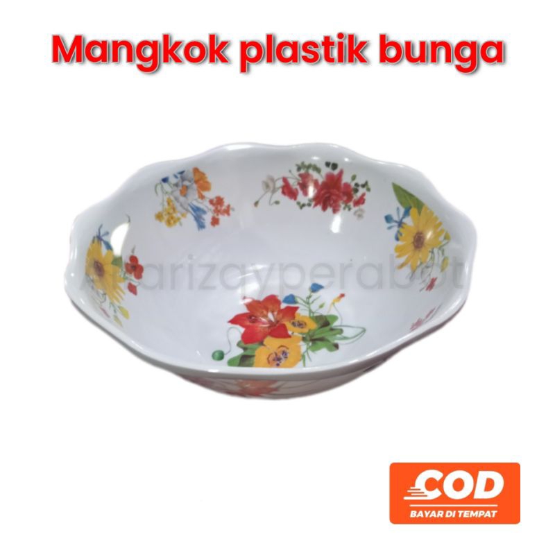 mangkok plastik motif bunga/mangkok melamin ringan