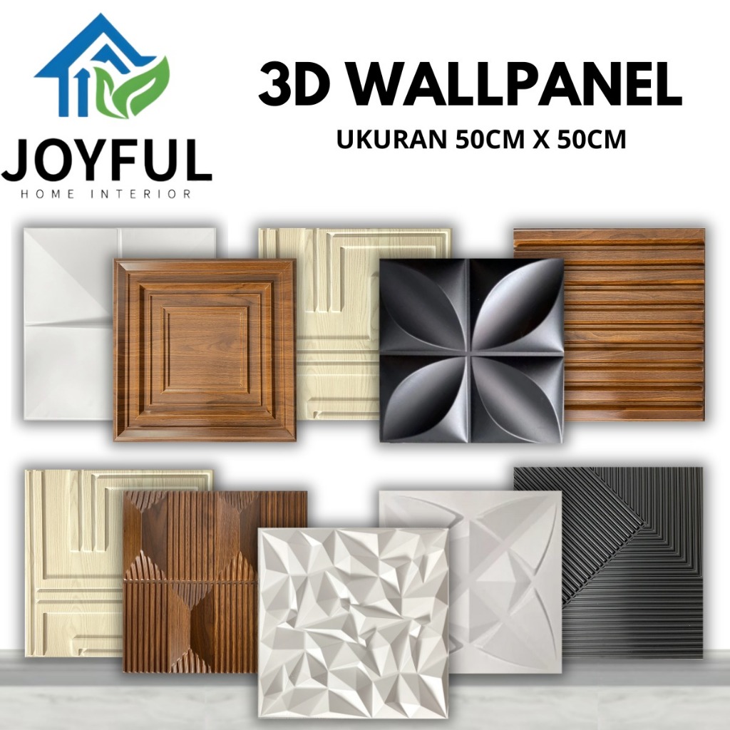 Joyful Home Interior - Wallpaper Dinding PVC 3D Wallpanel • 50cm x 50cm • High Quality