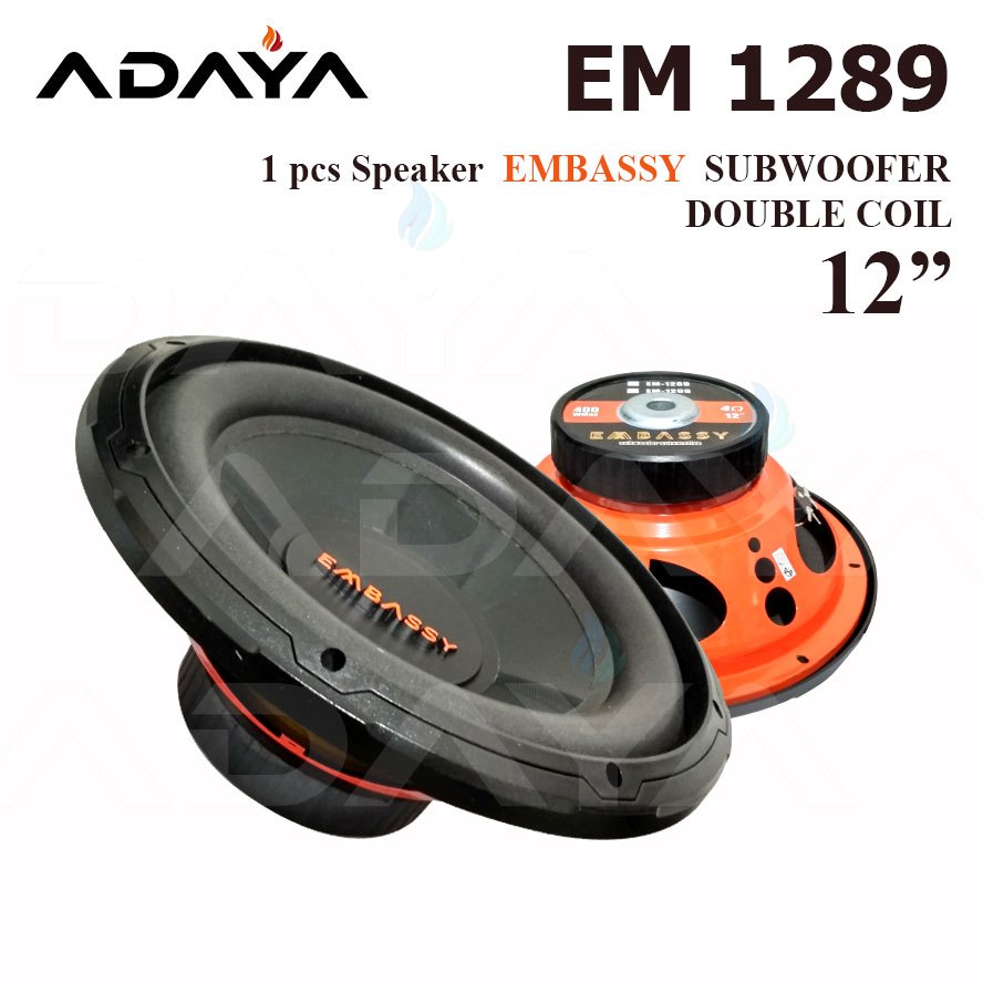 SUBWOOFER 12 Inch SPEAKER DOUBLE COIL EMBASSY EM 1289 Speaker Bass Audio Mobil