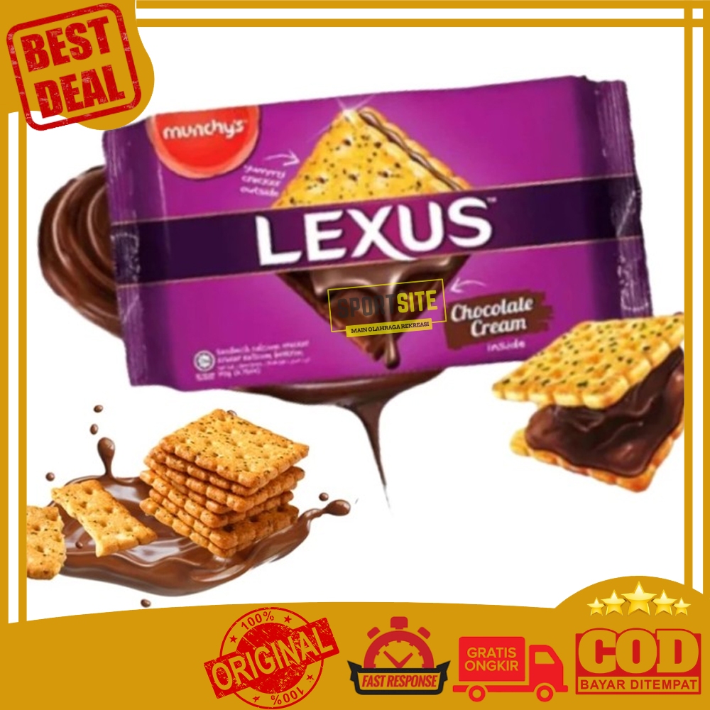 

Munchys Lexus Biskuit Krekers Sandwich Krim Coklat 76g Makanan Ringan Munchy's Chocolate Cream Sandwich Cracker Biscuit Cake Crackers Kue Coklat isi 4 sachet 19g