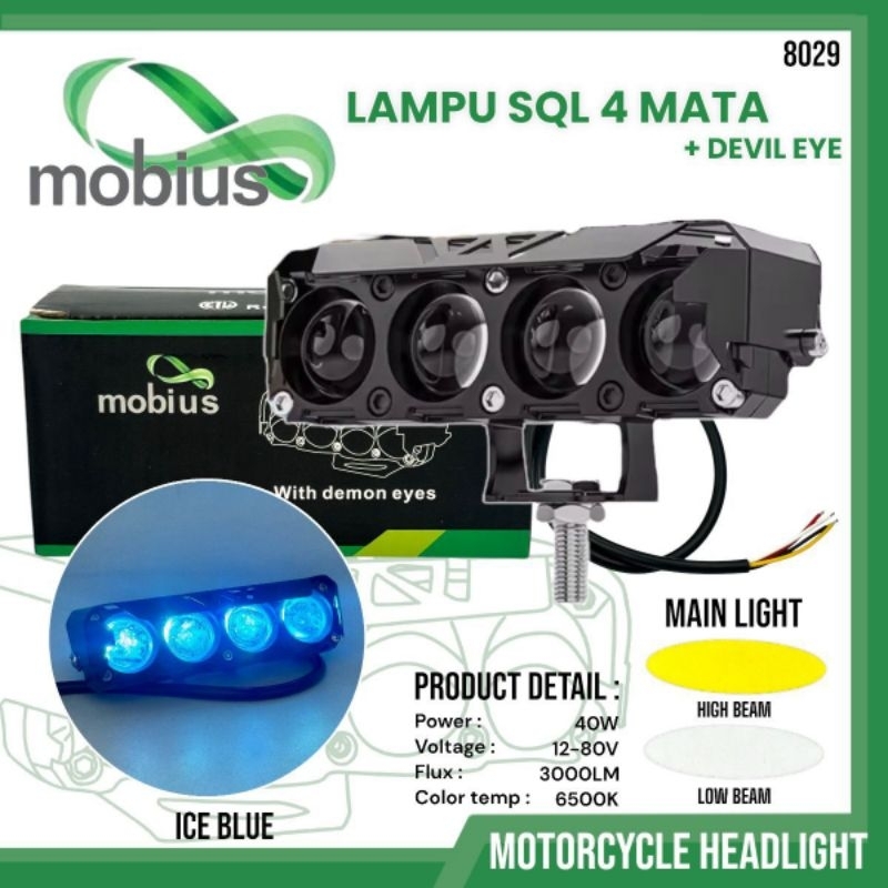lampu tembak sql 4 led 40watt hi low kuning putih lampu sorot 4 les 40 watt hi low lampu tembak moto