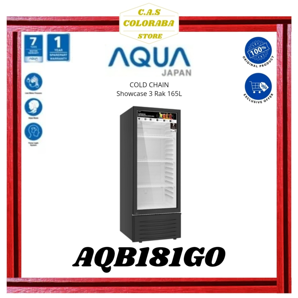 SHOWCASE AQUA AQB181GO KULKAS SHOWCASE 165L 3 RAK AQB-181GO AQB181 AQ-B181