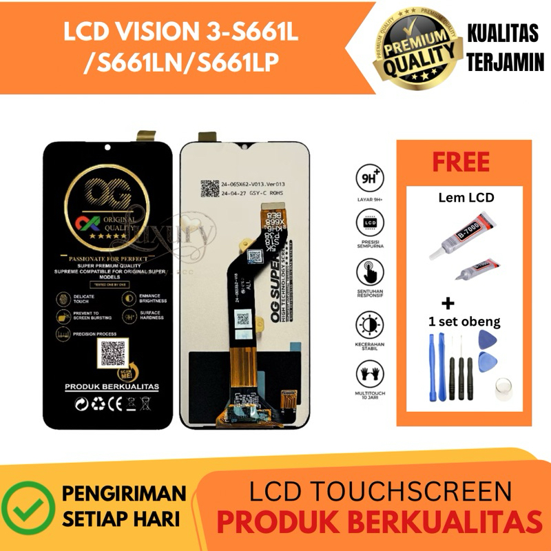 LCD Touchscreen ITEL VISION 3-S661L/S661LN/S661LP Original Fullset (OG SUPER) Gratis Obeng dan Lem