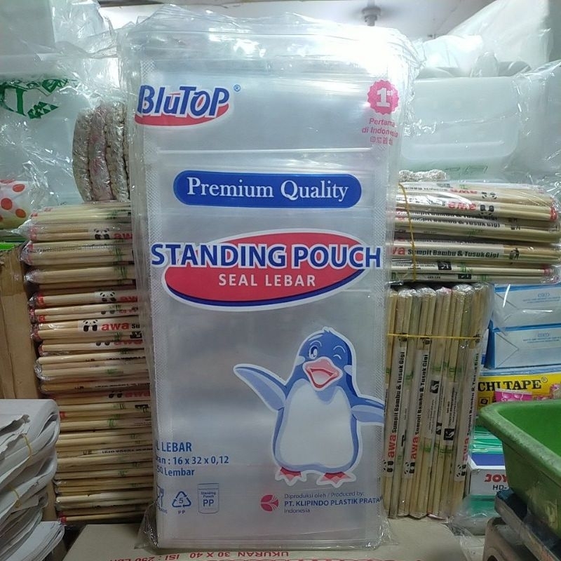 Plastik Standing Pouch / Blutop Ukuran 16 x 32 x 0,12