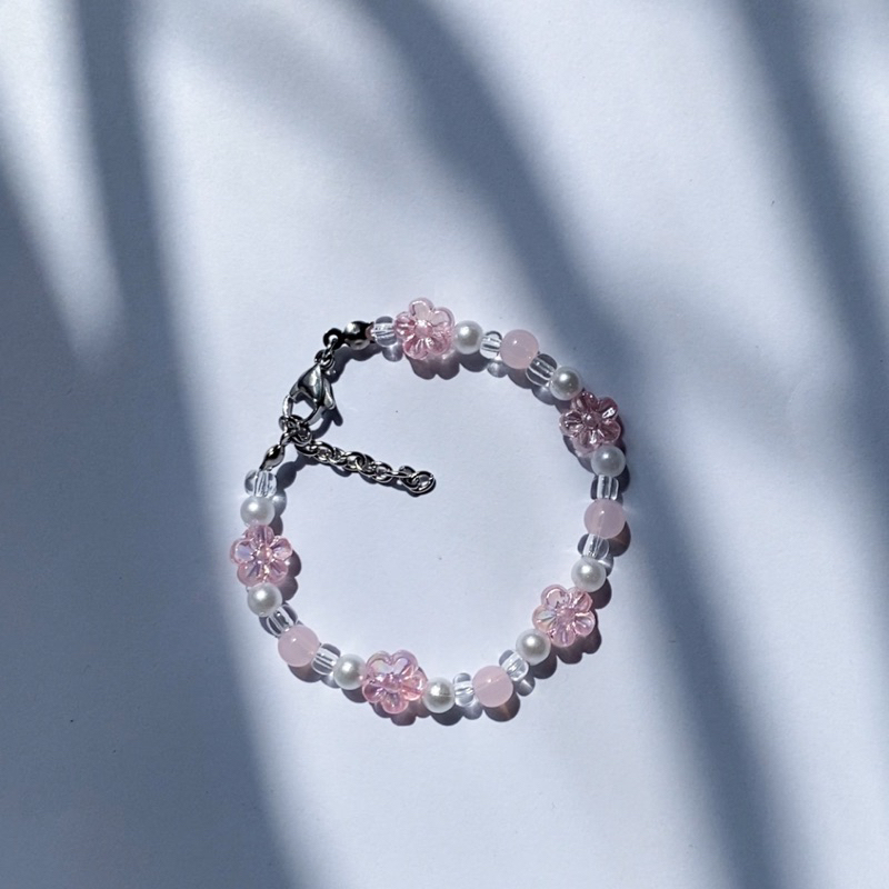 gelang manik bunga| gelang manik murah| gelang manik aesthetic| gelang pink