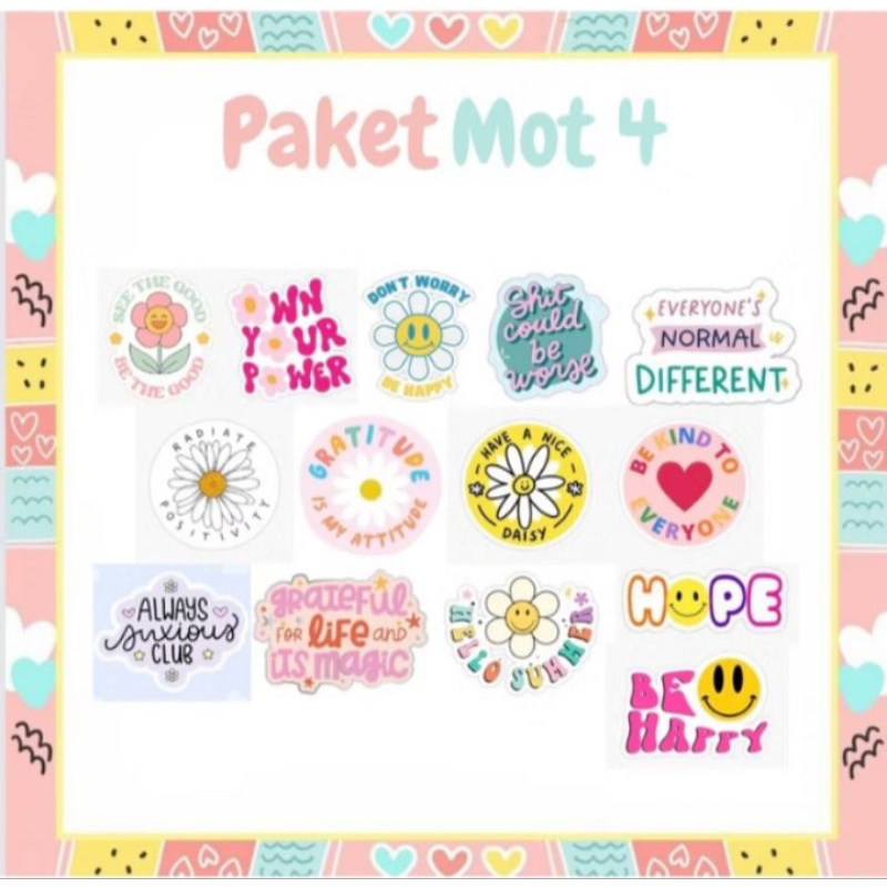 

( 1 paket = 14 pcs ) Stiker aesthetic lucu keren anti air
