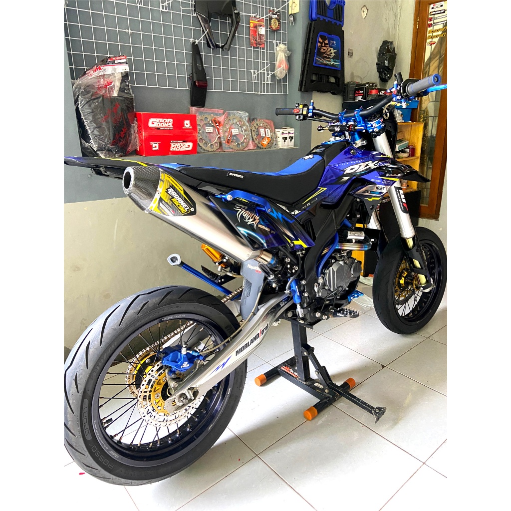 DECAL DTRACKER BIRU HITAM FULL CHROME NEW DESAIN | decal crf | decal wr | decal klx bf | decal gordo