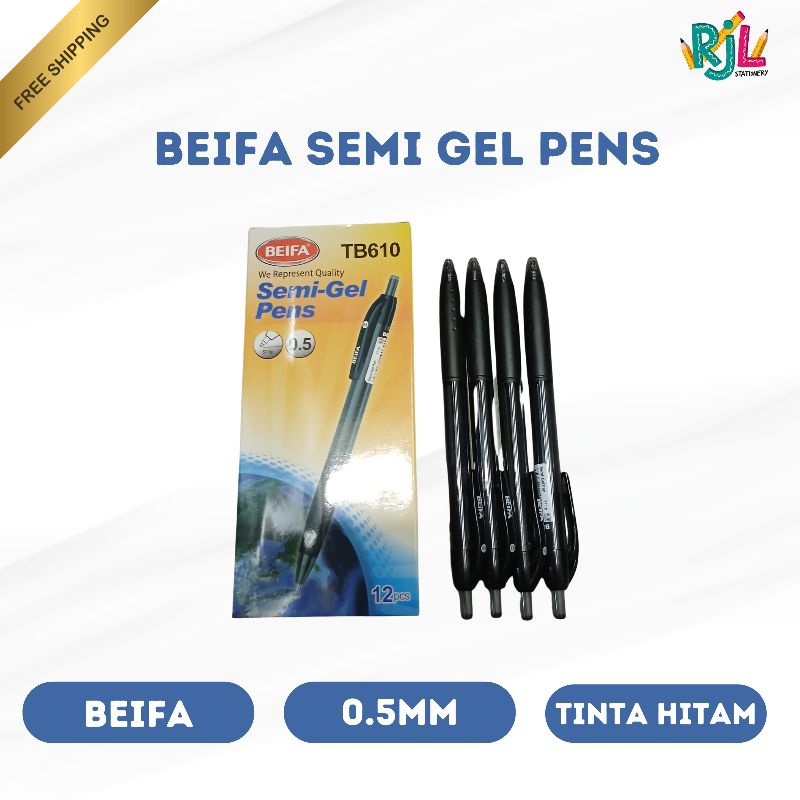 

Beifa Semi Gel Ink TB610 | 0.5mm | Tinta Hitam
