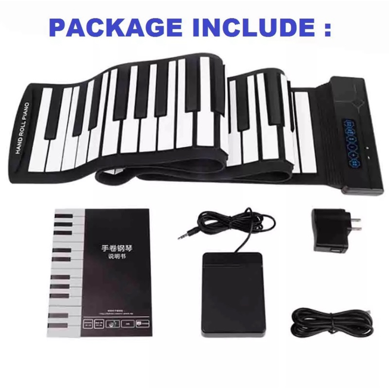 Portable Roll up Piano Keyboard 88 Keys With Li-batery & bluetooth PF88