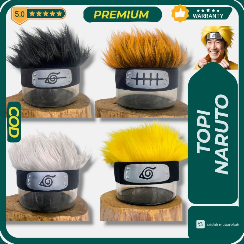 Topi Rambut Palsu,ikat kepala,Topi Wig Pria kostum Cosplay Anime Naruto Hokage Bahan PREMIUM Korea