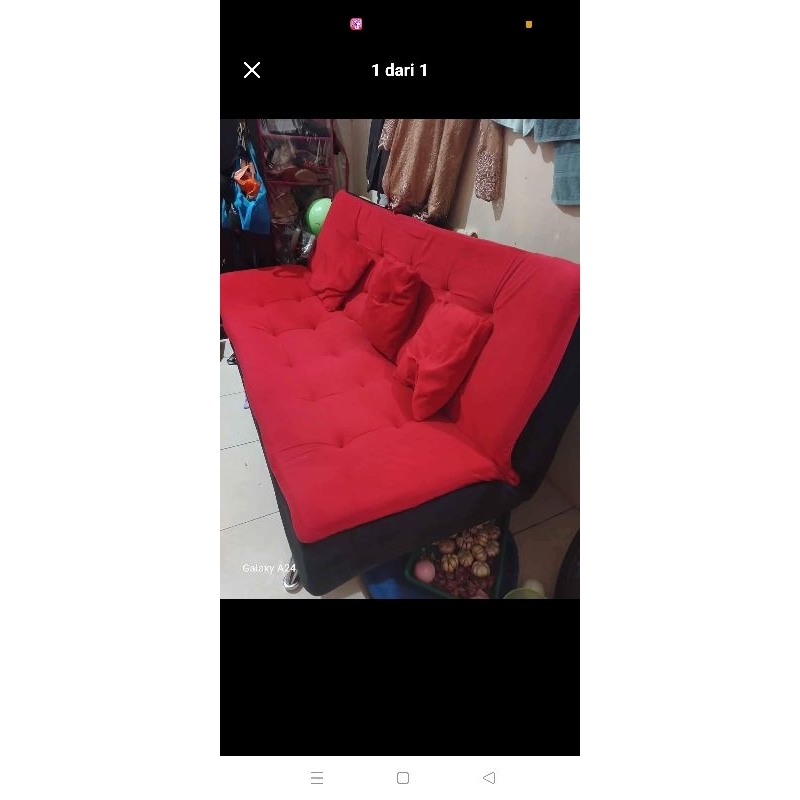 Sofa bed second berkuwalitas bonus kaki baru