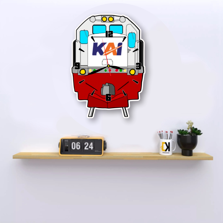 KARIMIKA Jam Dinding Aesthetic Gambar KERETA API INDONESIA KAI Jam Kayu Keren