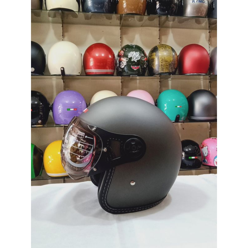 Aizo Italy Helm Kaca Pilot Warna Abu Doff Berlabel SNI Bisa COD Free Packing Kardus dan Bubble Wrap