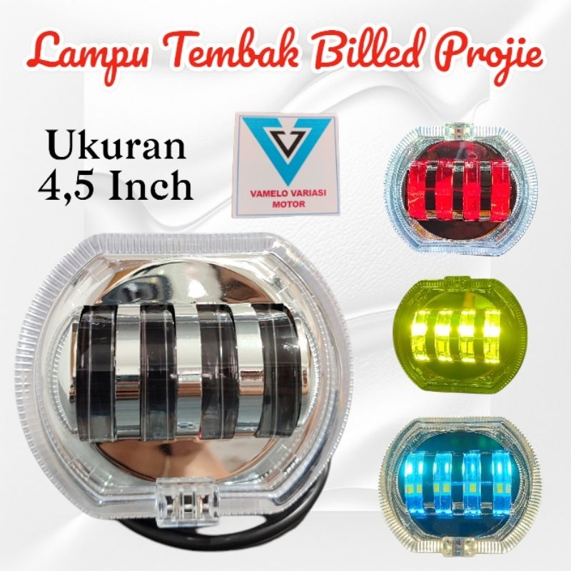 LAMPU UTAMA BILED/LAMPU TEMBAK BILED PROJIE  DAYMAKER 4 MATA  4,5 INCH