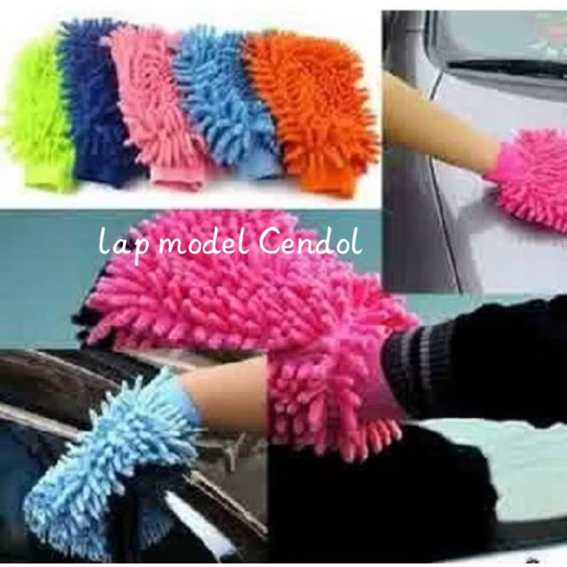 Lap Tangan Cendol sarung microfiber serbaguna 1 sisi  sarung tangan cuci motor mobil dapur dll