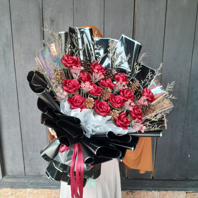 Buket Bunga Pita Satin Ukuran Besar