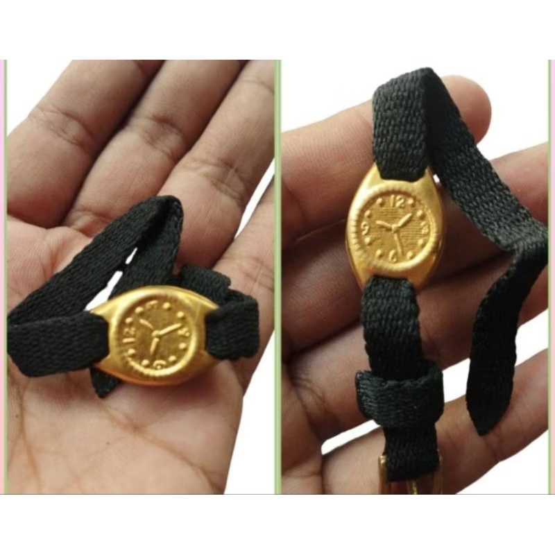 gelang jam bayi bahan kuningan tali hitam original