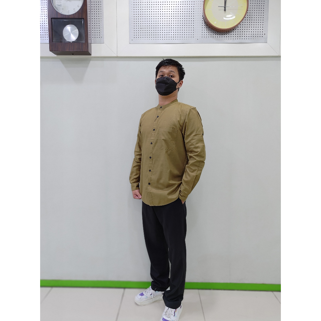Kemeja Koko Lengan Panjang Pria Dewasa OLIVE