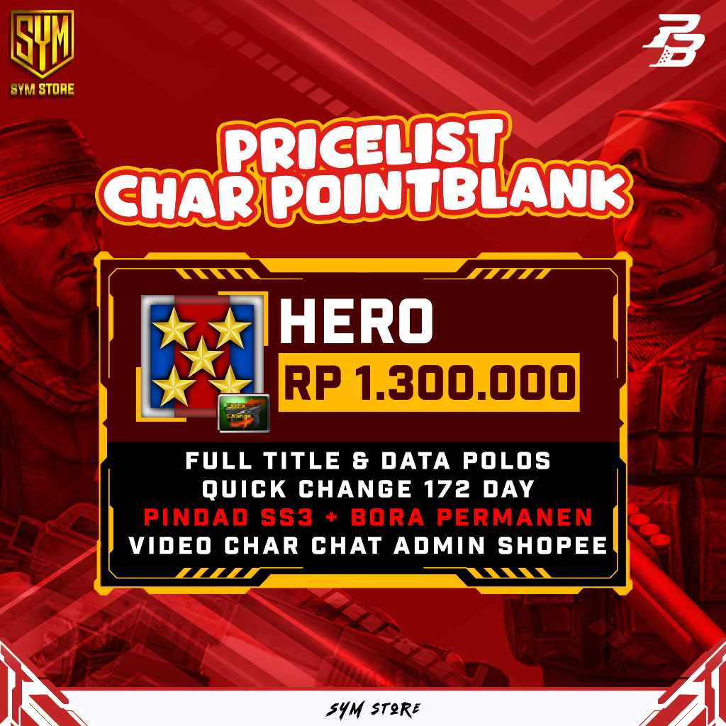 CHAR HERO SULTAN PERMANENT BANYAK / CHAR HERO POINTBLANK / PERMANENT
