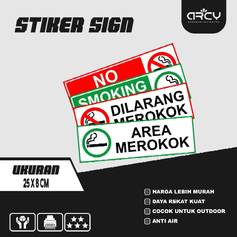 

Stiker No Smoking Dilarang Merokok, Area Bebas Rokok