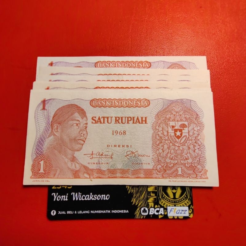1 rupiah sudirman 1968 aunc flag asli