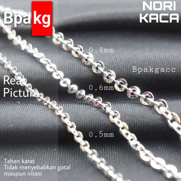 KODE X48S Kalung Rantai Nori Kaca Anti Karat  Kalung Titanium Wanita mengkilap Polos halus Nuri  Kal
