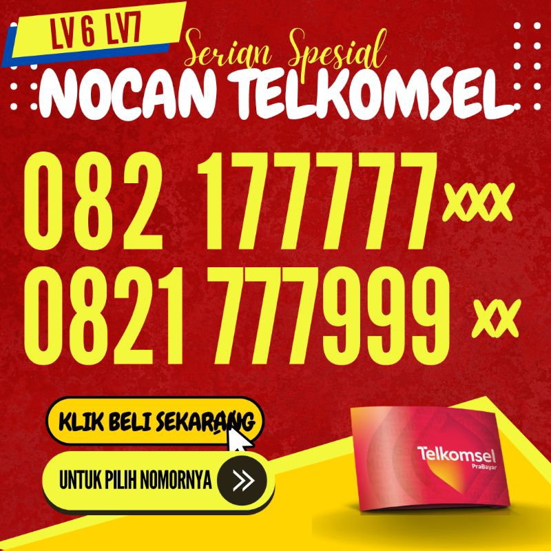Nomer Cantik Simpati Telkomsel Seri Panca 77777 Kode LV6 LV7 No Cantik Telkomsel Simpati Cantik