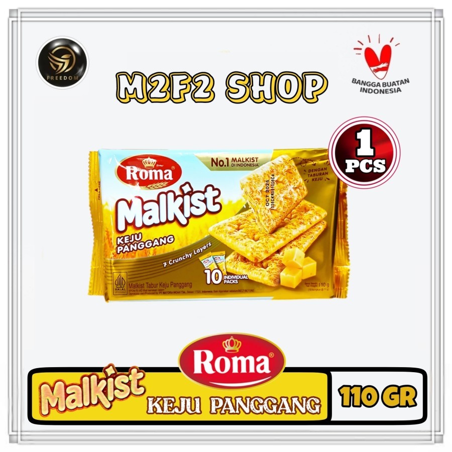 

Roma Biskuit Malkist Keju Panggang Grilled | Cheese 10 Individual Packs - 110 gr (Kemasan Satuan)