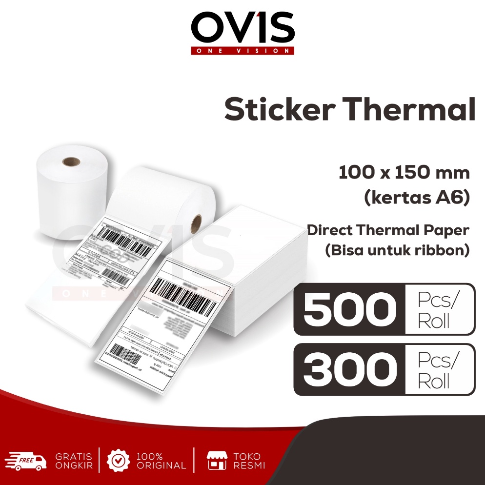 

KODE J73Y Label Stiker Resi Thermal Direct 1x15 mm OVIS Sticker Paper Kertas A6 1x15 cm Roll Lipat