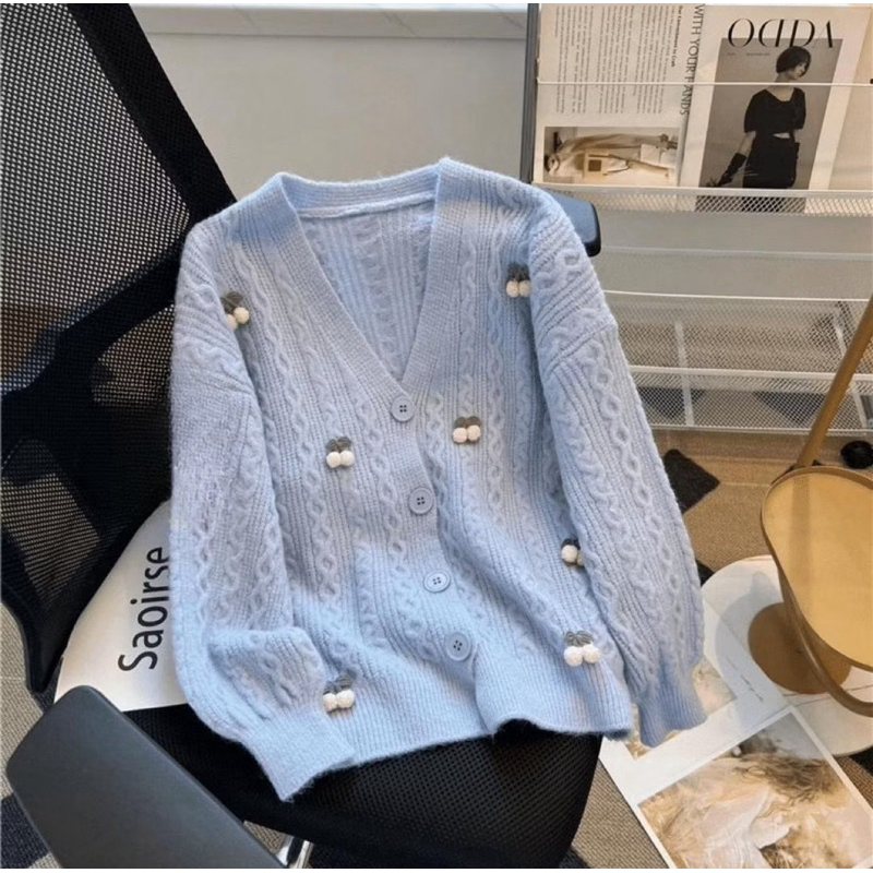 cardi kepang cery lengan balon