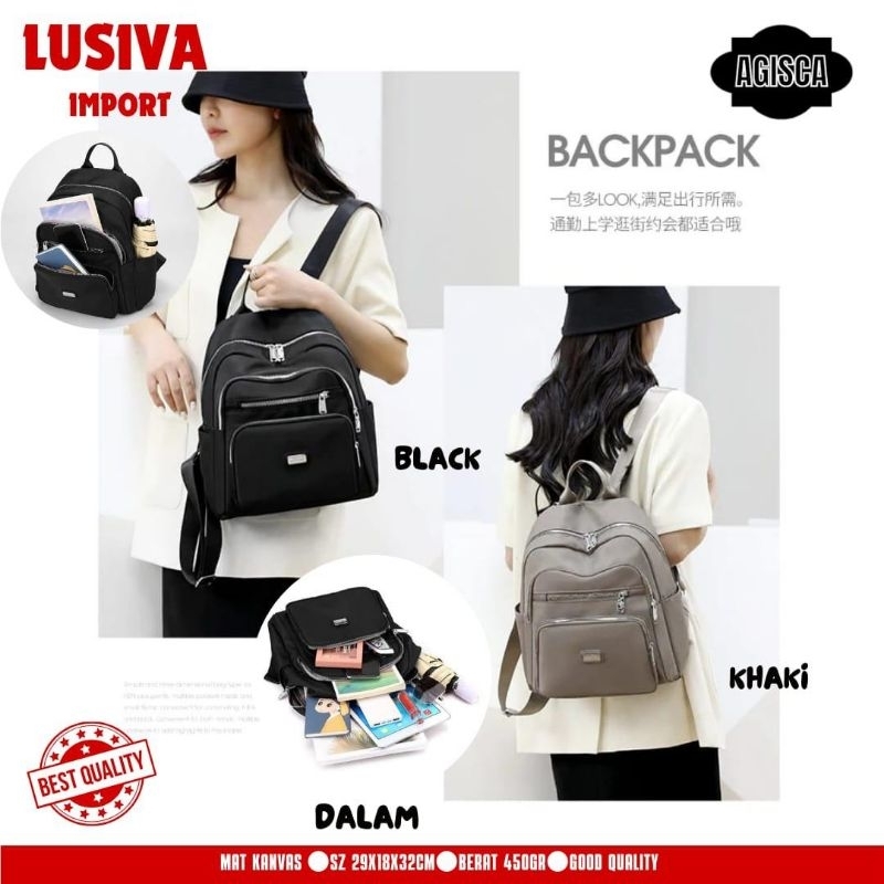 TAS GENDONG TAS RANSEL IMPORT WANITA BAHAN KANVAS LUSIVA