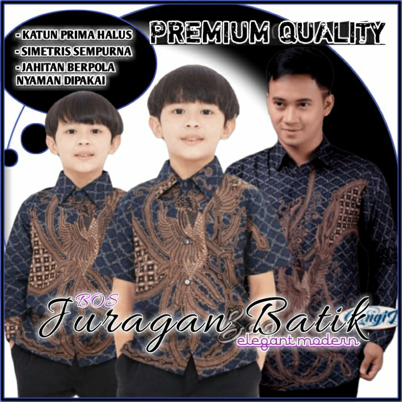 COD - Baju Batik Couple Ayah Dan Anak laki-laki - Couple Batik Ayah Anak Cowo - Batik Anak Navy Navi