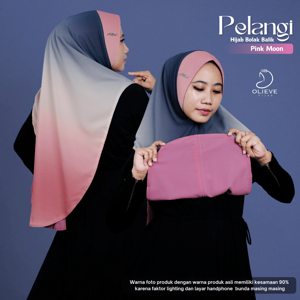 OLIEVE HIJABS ll KHIMBAR BOLAK BALIK  Hijab Khimar Bolak Balik Ceruty Motif Gradasi Cantik Fashion W