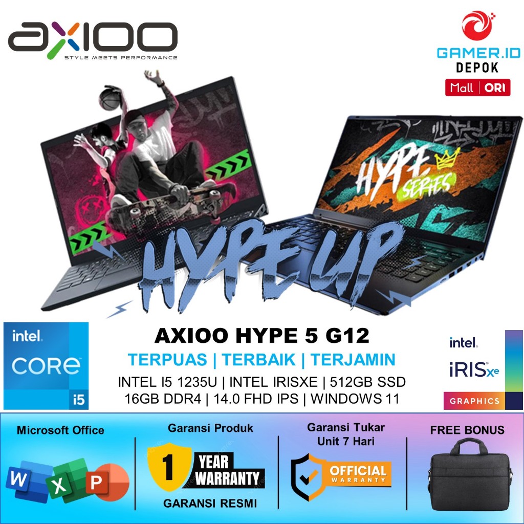 LAPTOP AXIOO HYPE 5 G12 I5 1235 16GB RAM 512GB SSD WINDOWS 11 FULL HD IPS