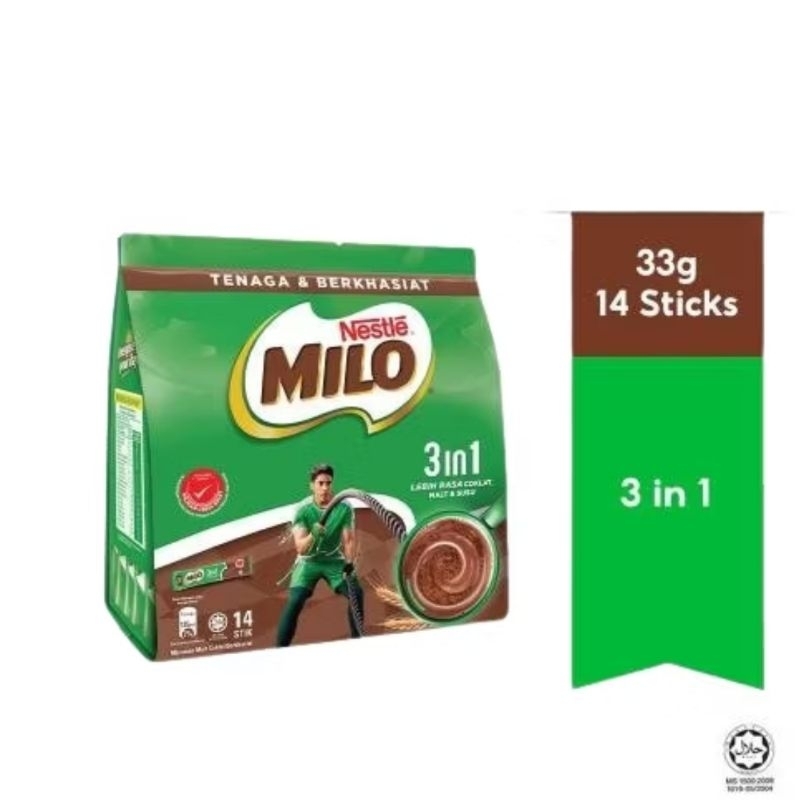 

Nestle Milo 3in1 Lebih Rasa Coklat Malt & Susu 33g 14 Stik Stick Import Malaysia Exp 30/04/2026