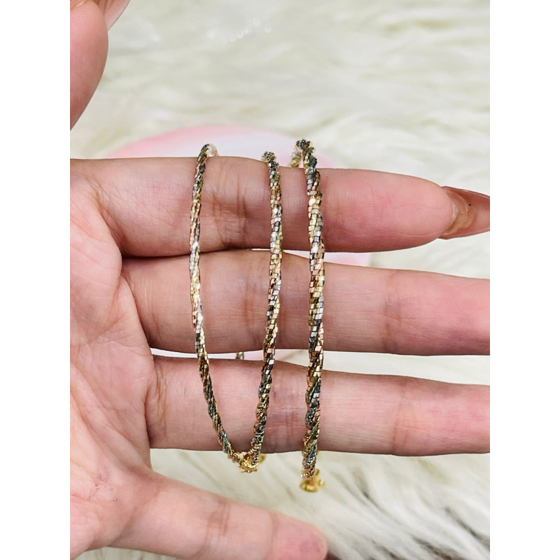 gelang ulir lilit warna warni emas asli kadar 700