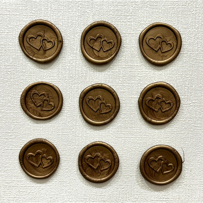 

Double Love (Gold) - 1 Pieces Wax seal coinbulat sticker instan segel vintage undangan / DIY Hampers / Wax Octagon GUN