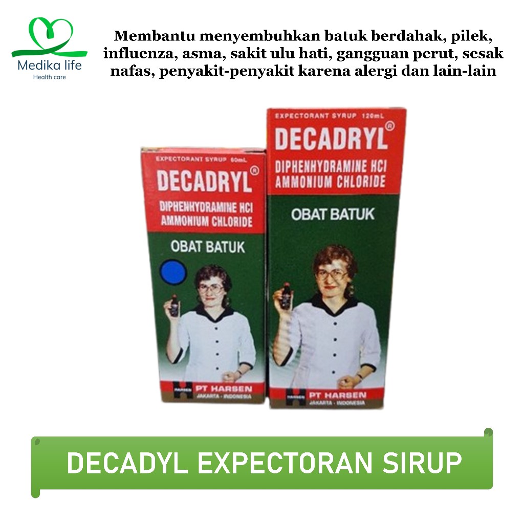 DECADRYL EXPECTORANT SIRUP 60 ML Obat Batuk Berdahak/Pilek/Flu/Sesak Nafas/Asma/Sakit Ulu Hati
