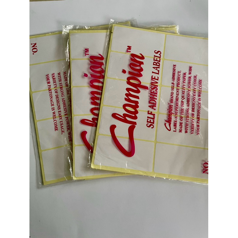 

1 Pak isi 7 Lembar Stiker Label nama self adhesive labels Champion