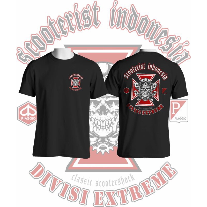 kaos vespa extreme original baju vespa divisi extreme free stiker cootoncombat 30s kain tebal halus