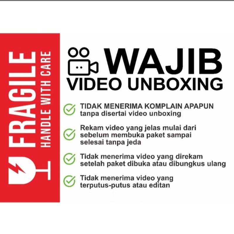 

Stiker Label 9 x 6,5cm Sticker Wajib VIdeo Unboxing