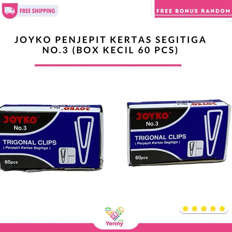 

Joyko Penjepit Kertas Segitiga No.3 ( Box Kecil Isi 60 Pcs Ukuran 25MM)