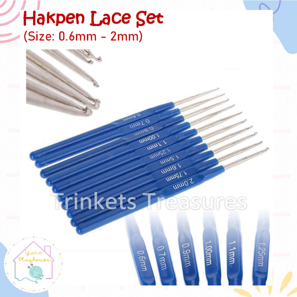 Lace Crochet Hook SET Small Hakpen lace hakken kecil jarum rajut jala doily alat rajut biru blue